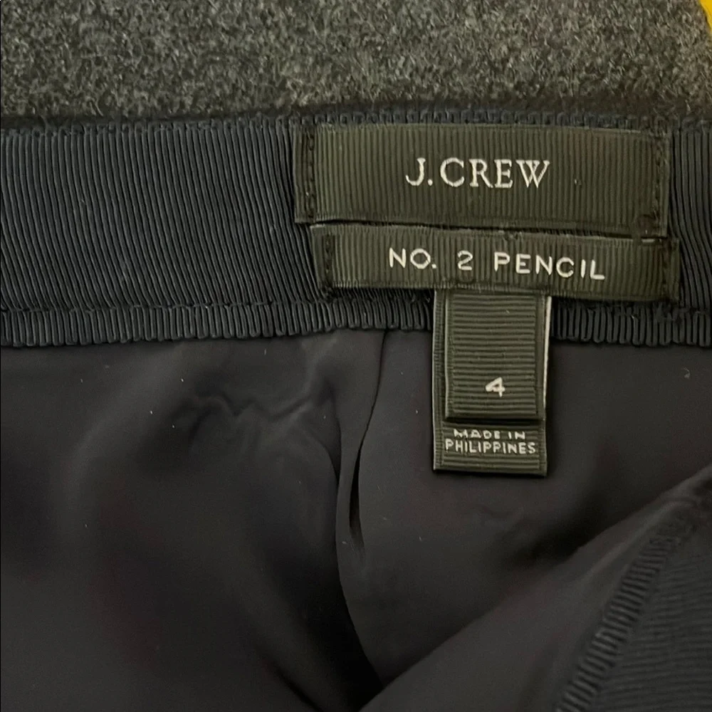 J. Crew No. 2 Pencil Gray Black Knee-Length Wool Skirt - Size 4